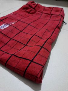 Red Checked Casual Pants