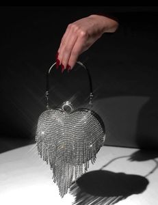 Heart Shape Tessel Rhinestone Clutch