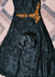 Elegant Grey Embroidered Gown