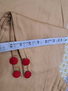 Beige &amp; Red Salwar Kameez Set