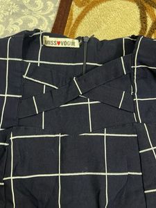 Navy &amp; White Checked Dress