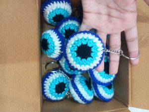 Handmade Crochet Evil Eye Keyrings