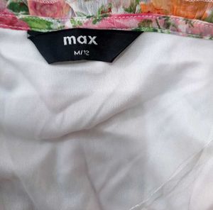 max Floral Printed Tie - Up Neck Puff Sleeves Top