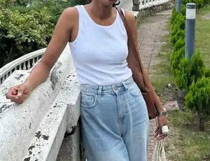 White Ribbed Tank Top