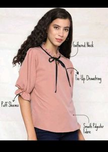 Elegant Pink Tie-Neck Top