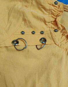 Casual 3/4 Sleeve Solid Women Yellow Top