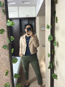 Tan Cropped Suede Jacket
