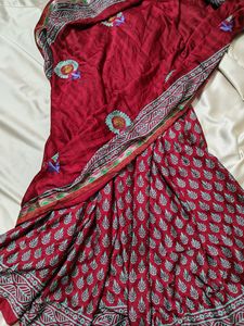 Maroon saree