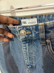 Zara Front Slit Denim Skirt