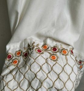 Long Gown With Embroidery On Neck And Border