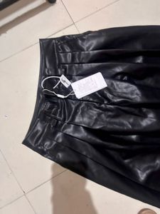 Wide Leg Faux Leather Pants
