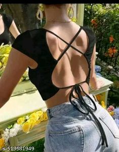 Black Backless Crop Top