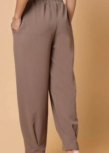 pluss size pleated trouser in beige color