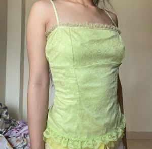 Green Lace Detailed Top