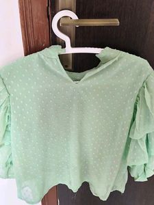 Mint Ruffle Top