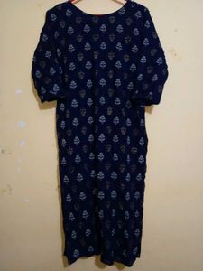 Women&#39;s Blue Ethnic Cotton Kurti.