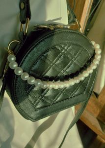 Black Cross Body Sling Bag Faux Leather