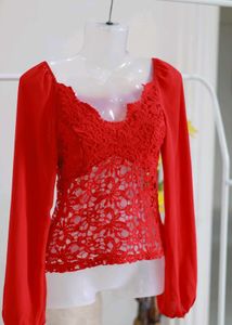 SHEIN Red lace Top