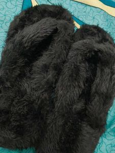 New Fuzzy Black Slippers