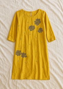 Max Mustard Embroidery Kurta With Black Plazzo