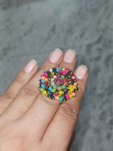 Vibrant Beaded Adjustable Ring