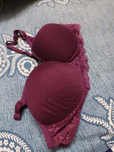 Lace Non- Padded Bra With Floral Applique