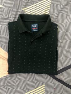 Netplay Black Printed Polo Tshirt