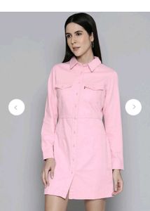 Levi&#39;s Pink Denim Shirt Dress