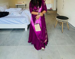 Elegant Purple Embroidered Lehenga With Plate