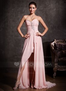 Elegant Pink High-Low Gown