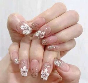 Floral Glitter Press-On Nails