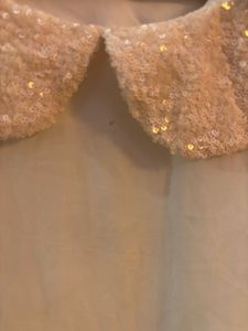white sequin collar shirt/top