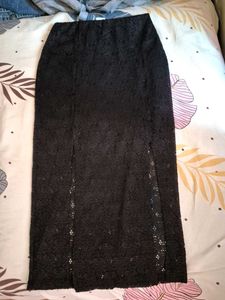 Black Lace Slit Skirt & Tube Top