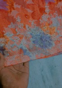 Organza Orange Floral Suit