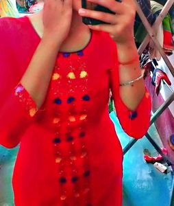 Red Embroidered Kurti