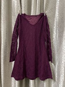 Lace Mini Dress - Deep Purple