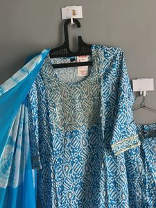 Blue Printed Kurta Set