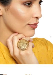 zaveri pearls Gold finish cocktail ring