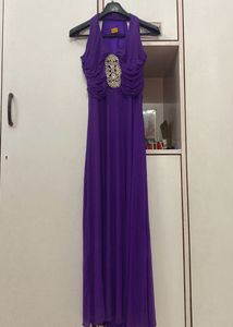 Elegant Purple Halter Gown