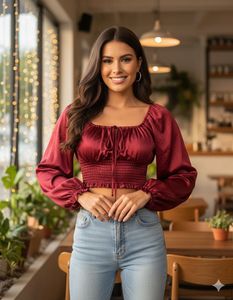 Pintrest Burgundy Satin Crop Top