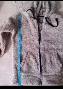 Fuzzy Grey Zip-Up Hoodie