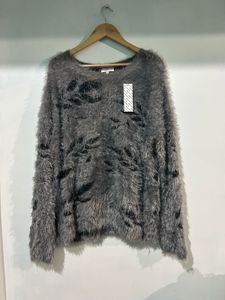 Fuzzy Gray & Black Sweater