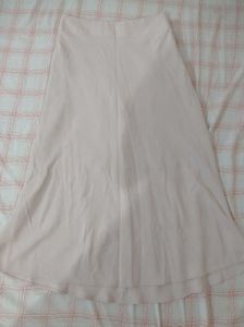 Pale Off White A-Line Midi Skirt