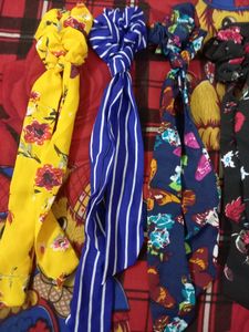 Set Of 6 Scarf Scrunchies Beautiful Designs