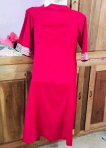 Red Embroidered Kurta