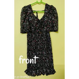 New Mid Thigh Length Floral Printed Dress