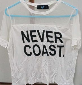 White NEVER COAST tshirt