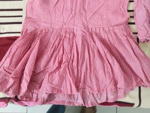Pink Polka Dot Bell Sleeve Top