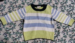 Cute Bunny and blue green striped sweater