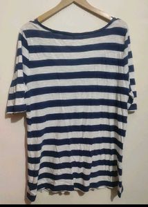 Navy Blue &amp; White Lining Top For 38 Bust